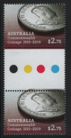 Australia 2010 MNH Sc 3223 $2.75 Face Of 1910 2sh Coin Gutter - Mint Stamps