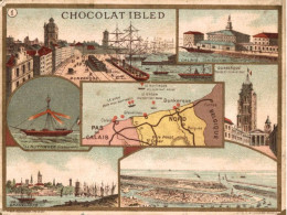 CHROMO CHOCOLAT IBLED DUNKERQUE CALAIS GRAVELINES LE RUYTINGEN LA CARTE COTIERE NORD PAS DE CALAIS - Ibled