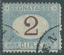 1870-74 REGNO SEGNATASSE USATO 2 LIRE - P12-2 - Strafport