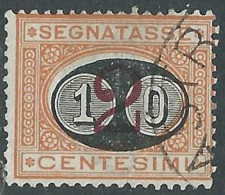 1890-91 REGNO SEGNATASSE USATO SOPRASTAMPATO 10 SU 2 CENT - P13 - Taxe