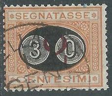 1890-91 REGNO SEGNATASSE USATO SOPRASTAMPATO 30 SU 2 CENT - P13 - Portomarken