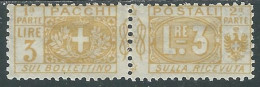 1914-22 REGNO PACCHI POSTALI 3 LIRE MH * - P31-3 - Postal Parcels