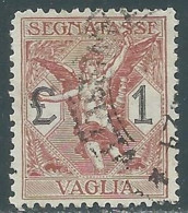 1924 REGNO SEGNATASSE PER VAGLIA USATO 1 LIRA - P13-9 - Taxe Pour Mandats