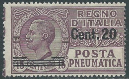 1924-25 REGNO POSTA PNEUMATICA SOPRASTAMPATO 20 SU 15 CENT MNH ** - P19 - Posta Pneumatica