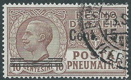 1924-25 REGNO POSTA PNEUMATICA USATO SOPRASTAMPATO 15 SU 10 CENT - P1-3 - Correo Neumático