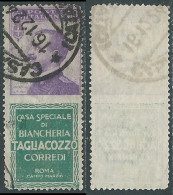 1924-25 REGNO PUBBLICITARI USATO 50 CENT TAGLIACOZZO - P14-7 - Publicity