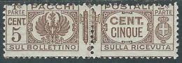 1927-32 REGNO PACCHI POSTALI 5 CENT MH * - P31-4 - Paquetes Postales