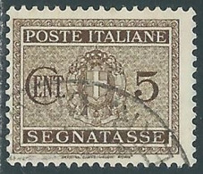 1934 REGNO SEGNATASSE USATO 5 CENT - P13-8 - Portomarken