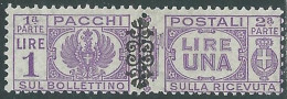 1945 LUOGOTENENZA PACCHI POSTALI 1 LIRA MH * - P31-7 - Paquetes Postales