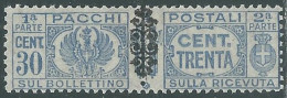 1945 LUOGOTENENZA PACCHI POSTALI 30 CENT MH * - P31-5 - Paketmarken