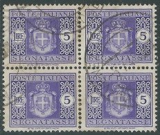 1945 LUOGOTENENZA SEGNATASSE USATO 5 LIRE QUARTINA - P31-10 - Postage Due