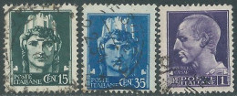 1945 LUOGOTENENZA USATO EFFIGIE 3 VALORI SENZA FILIGRANA - P12-4 - Used