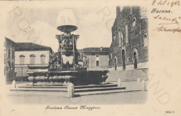 CARTOLINA  FAENZA,EMILIA ROMAGNA-FONTANA PIAZZA MAGGIORE-STORIA,MEMORIA,CULTURA,RELIGIONE,IMPERO ROMANO,VIAGGIATA 1902 - Faenza