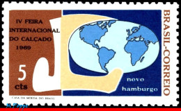 Ref. BR-1117 BRAZIL 1969 - SHOE FAIR, NOVO HAMBURGO,GLOBE, MI# 1206, MNH, INDUSTRY 1V Sc# 1117 - Usines & Industries