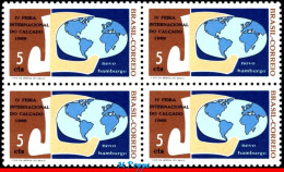 Ref. BR-1117-Q BRAZIL 1969 - SHOE FAIR, NOVO HAMBURGO,GLOBE, MI# 1206, BLOCK MNH, INDUSTRY 4V Sc# 1117 - Usines & Industries