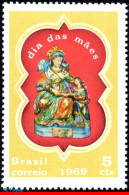 Ref. BR-1122 BRAZIL 1969 - ST. ANNE, BAROQUE STATUE,MI# 1211, MNH, MOTHER'S DAY 1V Sc# 1122 - Mother's Day