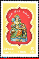 Ref. BR-1122 BRAZIL 1969 - ST. ANNE, BAROQUE STATUE,MI# 1211, MNH, MOTHER'S DAY 1V Sc# 1122 - Giorno Della Mamma