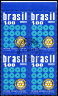 Ref. BR-1276-QC BRAZIL 1973 - EMBLEM AND COGWHEELS,MI# 1360, CANCELED 1ST DAY WITH GUM NH, ROTARY 4V Sc# 1276 - Usati