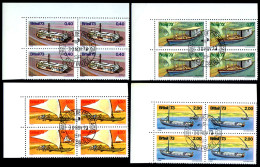 Ref. BR-1322-25-QC BRAZIL 1973 - RIVER BOATS, MI# 1409-12,BLOCKS CANCELED 1� DAY NH, SHIPS, BOATS 16V Sc# 1322-1325 - Oblitérés