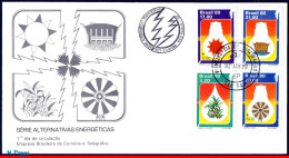 Ref. BR-1680-83FD BRAZIL 1980 - ENERGY ALTERNATIVES,ALCOHOL, SOLAR, WIND, HYDRO, FDC, SCIENCE 4V Sc# 1680-83 - Agua