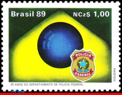 Ref. BR-2214 BRAZIL 1989 - FEDERAL POLICE DEPARTMENT, 25TH ANNIV., MI# 2330, MNH, POLICE 1V Sc# 2214 - Police - Gendarmerie