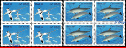 Ref. BR-2352-53-Q BRAZIL 1992 - FAUNA OF FERN.DE NORONHAISLAND, DOLPHINS,MI# 2455-56 BLOCK MNH, BIRDS 8V Sc# 2352-2353 - Dauphins