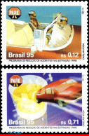 Ref. BR-2545-46 BRAZIL 1995 - TRAFFIC SAFETY, STOP,MI# 2654-55, SET MNH, HEALTH 2V Sc# 2545-2546 - Unfälle Und Verkehrssicherheit