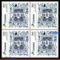 Ref. BR-V2020-56-Q BRAZIL 2020 - STAMP ON STAMP,PHILATELY, BLOCK MNH, STAMP DAY 4V - Gepersonaliseerde Postzegels