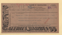Telegramme Illustre - Galeries Barbes - 1928 - Duplicata - Telegramas Y Teléfonos