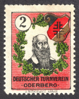 Friedrich Ludwig Jahn Bohumín ODERBERG Czechia Deutscher Turnverein Austria Gymnastics Label Vignette Cinderella GOLD - ...-1918 Voorfilatelie