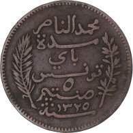 Monnaie, Tunisie, 5 Centimes, 1907 - Tunisia