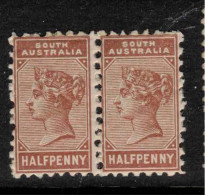 SOUTH AUSTRALIA 1883 1/2d Pale Brown P13 Pair SG 191 HM #CBU12 - Ungebraucht
