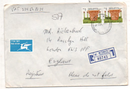 Israel 1986 MiNr.: 1024 Luftpost Einschreiben London: Air Mail Registered Letter Scott: 930  YT: 967 Sg: 982 - Lettres & Documents