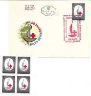 2308b: Österreich 1963, Rotkreuz- Beleg+ Viererblock ** - Primeros Auxilios