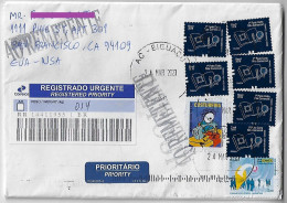 Brazil 2023 Registered Priority Cover Sent From Biguaçu To San Francisco USA Returned To Sender Electronic Sorting Marks - Storia Postale