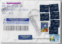 Brazil 2023 Registered Priority Cover Sent From Biguaçu To San Francisco USA Returned To Sender Electronic Sorting Marks - Covers & Documents