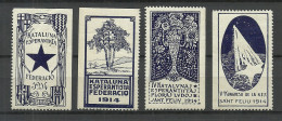 SPAIN Cataluna Reus 1916 ESPERANTO Vignetten Poster Stamps, 4 Pcs * - Esperanto