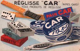 18974 PUBLICITE  Réglisse CAR Nîmes Tous Produits De Réglisse ( Domino Jeu )     (2 Scans ) - Publicité