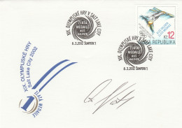 Czech Republic 2002 Winter Olympics Special Cancelation + AUTOGRAPH By Gold Medal Winner Ales Valenta - Oblitérés