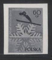 POLAND 1957 50 YEARS OF SKIING 60g BLACK PRINT NHM Winter Sports Snowflake - Errors & Oddities