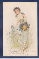 CPA 1 Euro Fleur Illustrateur Femme Woman Art Nouveau Circulé Prix De Départ 1 Euro - 1900-1949
