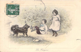 ENFANTS - Les Enfants Ont Peur D'un Chien - La Frayeur  - Carte Postale Ancienne - Autres & Non Classés