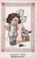 ENFANTS - Petite Fille Et Son Chien - Méchant Curieux - Carte Postale Ancienne - Autres & Non Classés