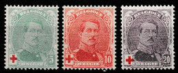  Belgie 1914 Yvert 129-131 Mi 107-109 MH* Ongebruikt Met Gom En Plakker / Neuf Avec Gomme Et Charniere - 1914-1915 Croix-Rouge