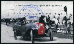 Türkiye 2019 Mi 4557 [Block 195] Mustafa Kemal Atatürk's Arrival In Ankara, 1919 | WW1, Car, Flag, Horse - Oblitérés