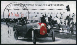 Türkiye 2019 Mi 4557 [Block 195] Mustafa Kemal Atatürk's Arrival In Ankara, 1919 | WW1, Car, Flag, Horse - Oblitérés