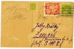 Czechoslovakia Postal Stationery Postcard Posted 1923 Praha To Zagreb B230510 - Cartes Postales