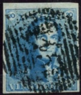 BELGIQUE - COB 2 - 20C BLEU EPAULETTES MARGE OBLITERE - 1849 Mostrine