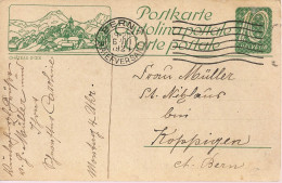 SUISSE / CARTE POSTALE DE 10cts VERT  ILLUSTRATION CHÂTEAU D'OEX - Stamped Stationery