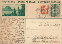 SUISSE / CARTE POSTALE DE 10cts VERT CARTE DE SUISSE ILLUSTRATION CASTAGNOLA - Interi Postali